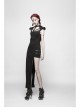 Armor Shoulder Chest Hollow-Out Metal Rings Leather Hasp Asymmetric Hem Black Punk Knit Dress