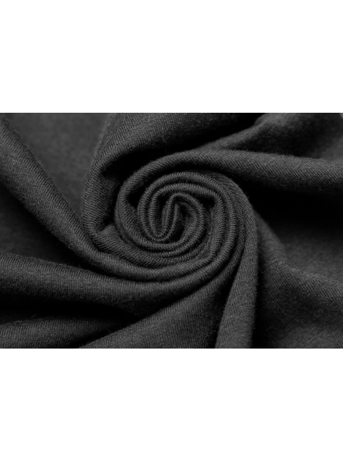 Armor Shoulder Chest Hollow-Out Metal Rings Leather Hasp Asymmetric Hem Black Punk Knit Dress