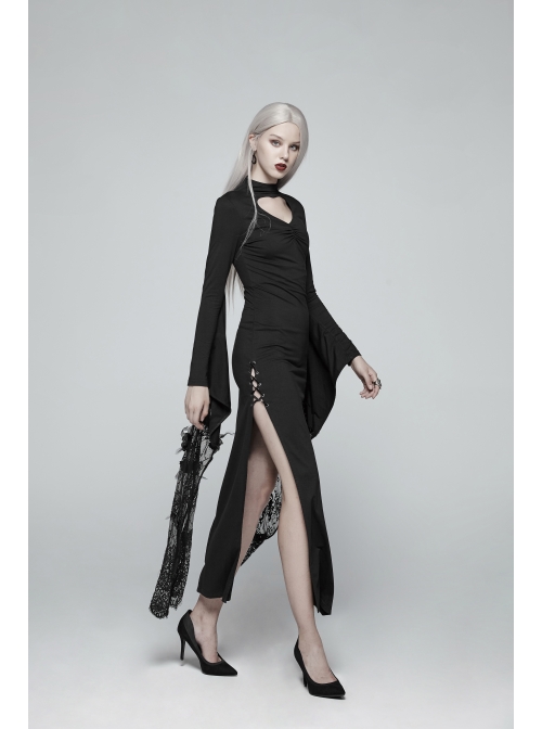 black goth maxi dress Vintage Long Black Goth Gown-Dresses-Lip Service