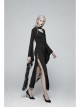 Small High Collar Chest Heart-Shaped Hollow-Out Long Sleeves Lace Sleeve Hem Slit Lace-Up Black Gothic Maxi Dress