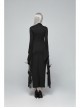 Small High Collar Chest Heart-Shaped Hollow-Out Long Sleeves Lace Sleeve Hem Slit Lace-Up Black Gothic Maxi Dress