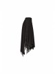 Metal Ring Braided Belt Inkjet Gradient Splice Asymmetric Lace Hem Black Punk Skirt