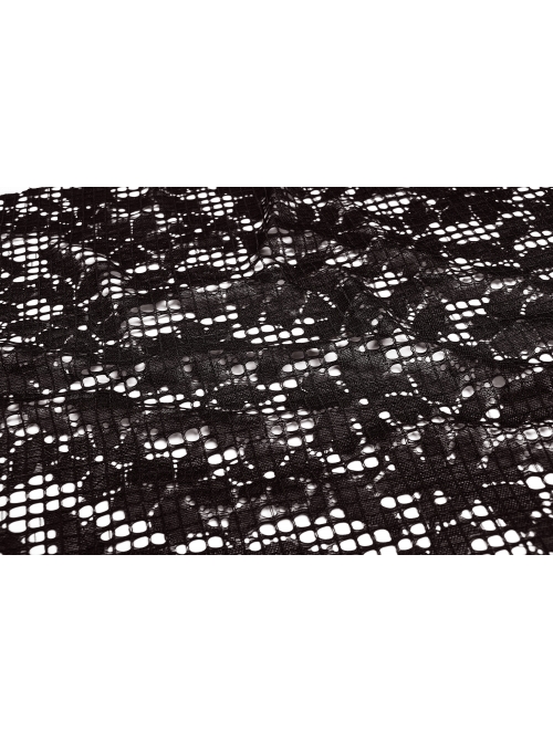 Metal Ring Braided Belt Inkjet Gradient Splice Asymmetric Lace Hem Black Punk Skirt