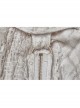 Metal Ring Braided Belt Inkjet Gradient Splice Asymmetric Lace Hem White Punk Skirt