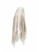 Metal Ring Braided Belt Inkjet Gradient Splice Asymmetric Lace Hem White Punk Skirt