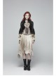 Metal Ring Braided Belt Inkjet Gradient Splice Asymmetric Lace Hem White Punk Skirt
