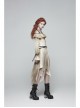 Metal Ring Braided Belt Inkjet Gradient Splice Asymmetric Lace Hem White Punk Skirt