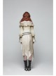 Metal Ring Braided Belt Inkjet Gradient Splice Asymmetric Lace Hem White Punk Skirt