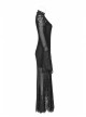 Black Positioning Lace Rear Collar Open Fork Button Flare Sleeves Gothic Maxi Dress