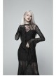 Black Positioning Lace Rear Collar Open Fork Button Flare Sleeves Gothic Maxi Dress