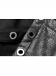 Worn-Out V-Neck Waist Metal Rings PU Loops Splice Leather Asymmetric Hem Black Punk Knit Dress