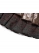 Metal Eyelets D-Buckle Side Lace-Up Frill Lace Hem Brown Punk Knit Splice PU Leather Skirt