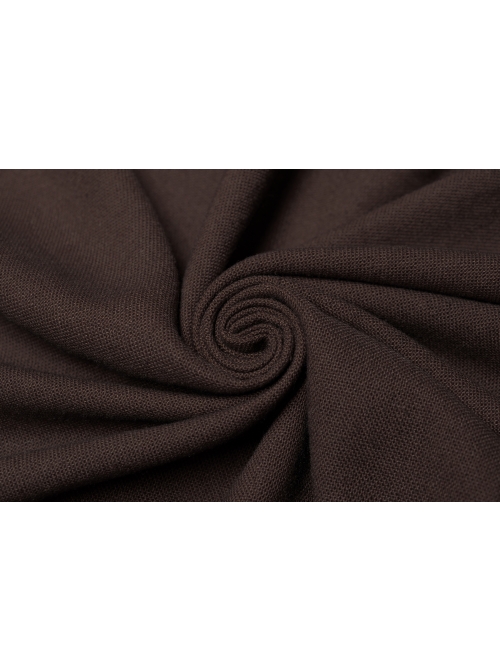 Rough Cotton Hemp Splice Pattern PU Leather High Waist Metal Rings Lace-Up Irregular Frill Hem Brown Punk  Sling Dress