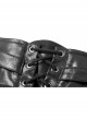 Metal Rings Hasp PU Leather Belt Metal Eyelet Straps Back Waist Lace-Up Black Punk Skirt