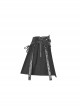 Metal Rings Hasp PU Leather Belt Metal Eyelet Straps Back Waist Lace-Up Black Punk Skirt