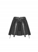Metal Rings Hasp PU Leather Belt Metal Eyelet Straps Back Waist Lace-Up Black Punk Skirt