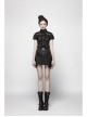 Metal Rings Hasp PU Leather Belt Metal Eyelet Straps Back Waist Lace-Up Black Punk Skirt