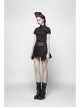 Metal Rings Hasp PU Leather Belt Metal Eyelet Straps Back Waist Lace-Up Black Punk Skirt