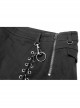Black Twill Side Pocket Metal Ring Bandage Asymmetric Eyelets Lace-Up Black Punk Short Skirt
