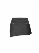 Black Twill Side Pocket Metal Ring Bandage Asymmetric Eyelets Lace-Up Black Punk Short Skirt