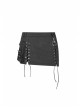Black Twill Side Pocket Metal Ring Bandage Asymmetric Eyelets Lace-Up Black Punk Short Skirt