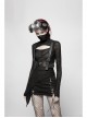 Black Twill Side Pocket Metal Ring Bandage Asymmetric Eyelets Lace-Up Black Punk Short Skirt