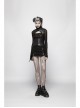 Black Twill Side Pocket Metal Ring Bandage Asymmetric Eyelets Lace-Up Black Punk Short Skirt