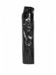 D-Buckle Side Pocket Metal Ring Strap Asymmetric Hem Black Punk PU Leather Skirt