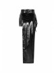 D-Buckle Side Pocket Metal Ring Strap Asymmetric Hem Black Punk PU Leather Skirt