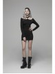 Off-Shoulder Long Sleeves Hollow-Out Eyelets Lace-Up Black Punk Tight Halter Dress