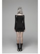Off-Shoulder Long Sleeves Hollow-Out Eyelets Lace-Up Black Punk Tight Halter Dress