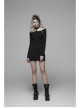 Off-Shoulder Long Sleeves Hollow-Out Eyelets Lace-Up Black Punk Tight Halter Dress