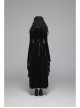 Small High Collar Chest Splice Mesh Lace-Up Slit Flare Sleeves Back Waist Lace-Up Black Gothic Long Velvet Dress