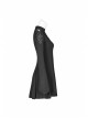 High Collar Chest Hollow-Out Embroidery Small Flare Sleeves Black Gothic Tight Dress
