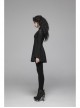 High Collar Chest Hollow-Out Embroidery Small Flare Sleeves Black Gothic Tight Dress