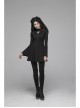 High Collar Chest Hollow-Out Embroidery Small Flare Sleeves Black Gothic Tight Dress