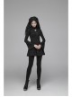 High Collar Chest Hollow-Out Embroidery Small Flare Sleeves Black Gothic Tight Dress