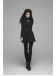 High Collar Chest Hollow-Out Embroidery Small Flare Sleeves Black Gothic Tight Dress
