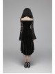 Off-Shoulder V-Neck Lace-Up Lace Flare Sleeves Frill Hem Black Gothic Velvet Dress