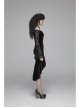 Off-Shoulder V-Neck Lace-Up Lace Flare Sleeves Frill Hem Black Gothic Velvet Dress