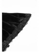 Off-Shoulder V-Neck Lace-Up Lace Flare Sleeves Frill Hem Black Gothic Velvet Dress