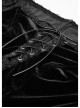 Off-Shoulder V-Neck Lace-Up Lace Flare Sleeves Frill Hem Black Gothic Velvet Dress