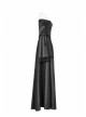 Flocking Lace Splice Positioning Sequins Embroidery Mesh Off-Shoulder Lace Cuff Back Lace-Up Black Gothic Maxi Dress