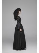 Flocking Lace Splice Positioning Sequins Embroidery Mesh Off-Shoulder Lace Cuff Back Lace-Up Black Gothic Maxi Dress