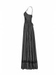 Black Jacquard Front Chest Flocking Decals Large Skirt Pendulum Velvet Lace Frill Hem Black Gothic Sling Dress