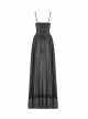 Black Jacquard Front Chest Flocking Decals Large Skirt Pendulum Velvet Lace Frill Hem Black Gothic Sling Dress