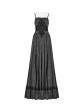 Black Jacquard Front Chest Flocking Decals Large Skirt Pendulum Velvet Lace Frill Hem Black Gothic Sling Dress