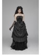 Black Jacquard Front Chest Flocking Decals Large Skirt Pendulum Velvet Lace Frill Hem Black Gothic Sling Dress