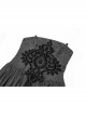 Black Jacquard Front Chest Flocking Decals Large Skirt Pendulum Velvet Lace Frill Hem Black Gothic Sling Dress