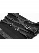 Black Knit Waist Splice Dark Grain Mesh Metal Buckle Lacquer Leather Bandage Long Sleeves Punk Tight Dress